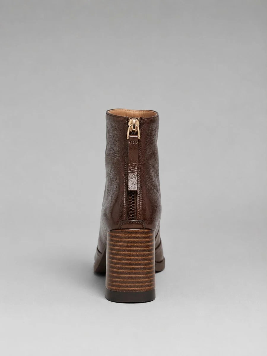Women's Square-Toe Ankle Boots - Faux-leather shaft and block heel