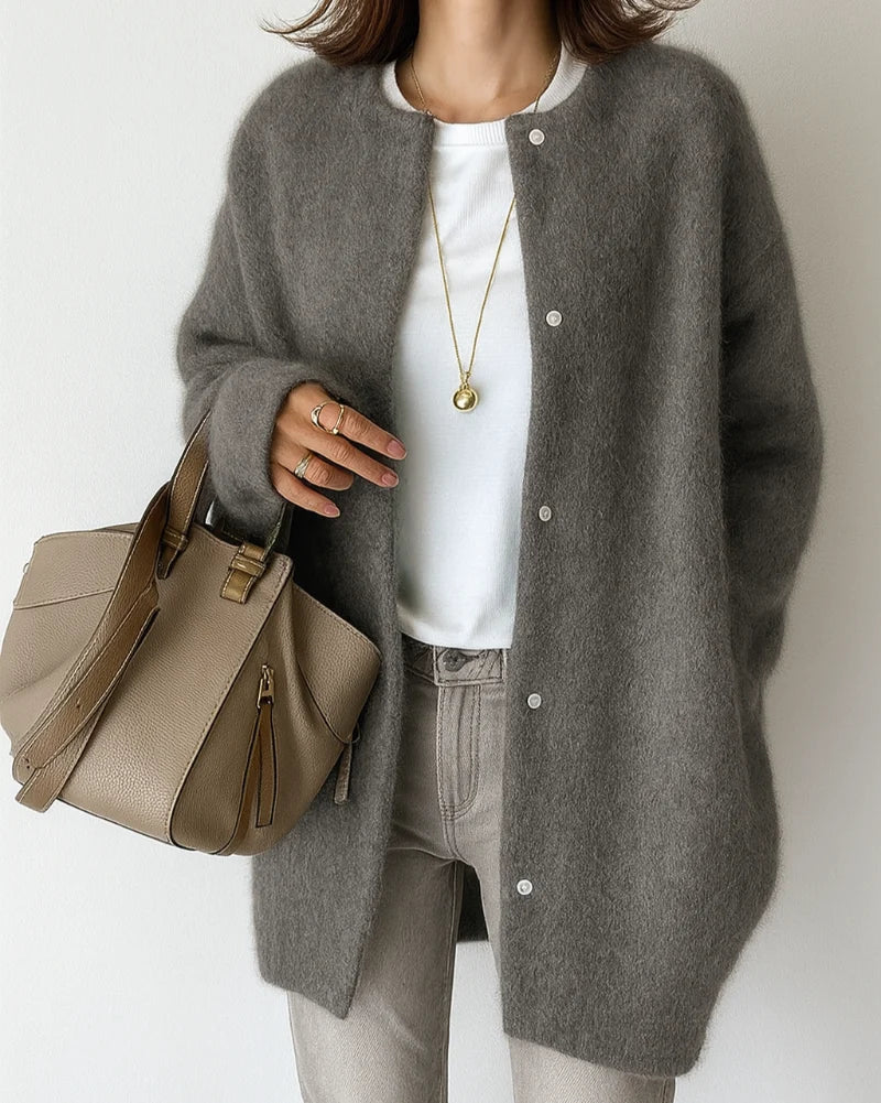 Women's Long Vest with a Relaxed Fit – Fine Knit and Patch Pockets