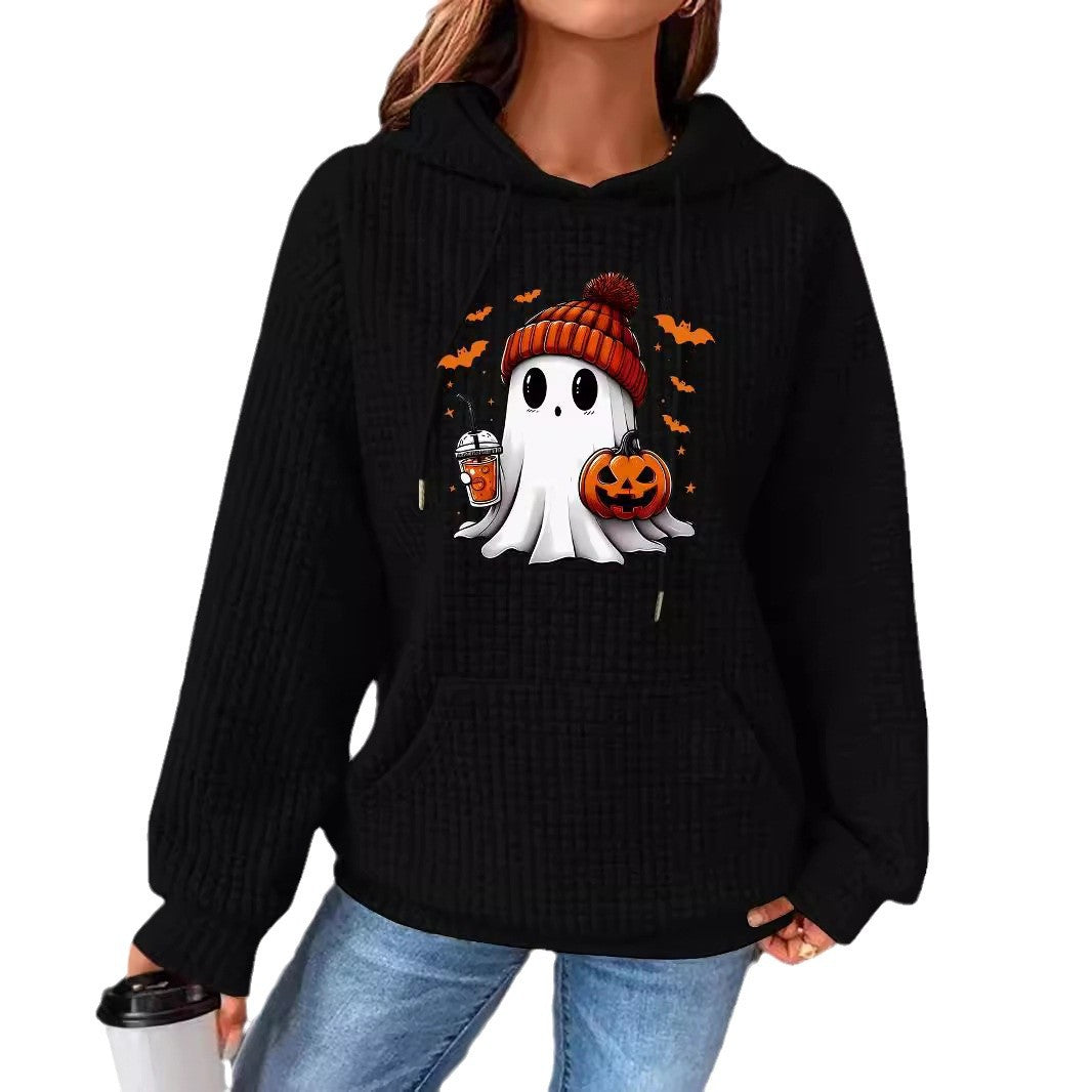 Women's Halloween Printed Hoodie – Oversized Fit Long Sleeves
