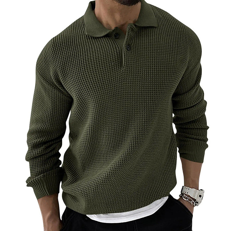 Men's Honeycomb-Knit Sweater – Slim-Fit Polo Collar