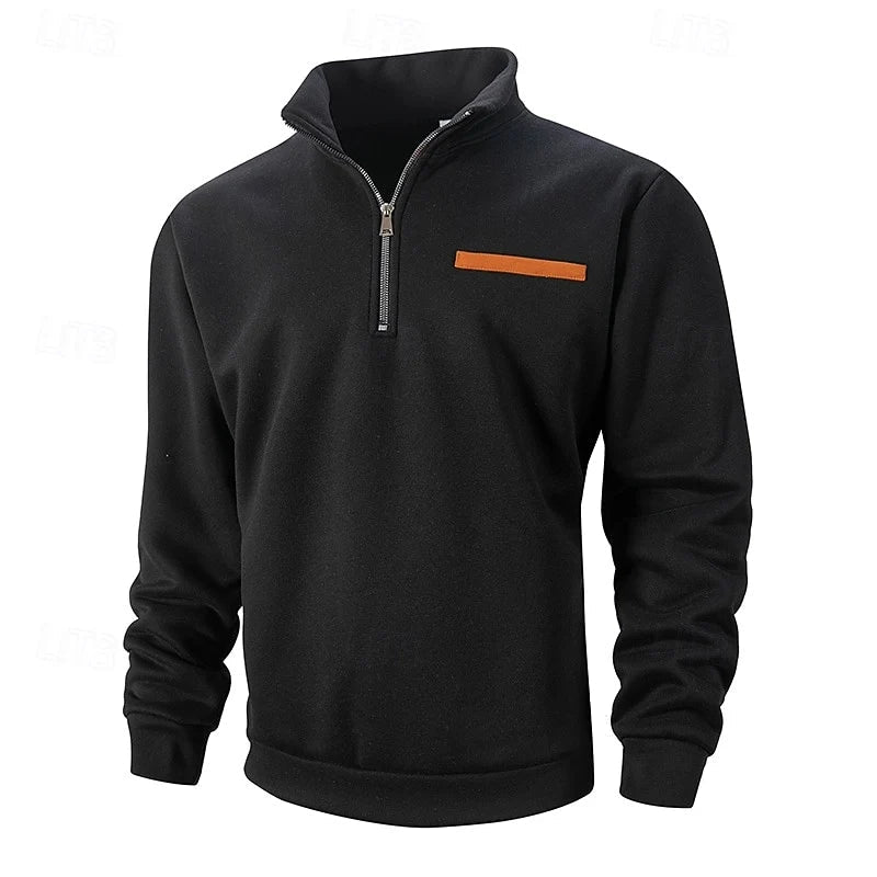 Men's High-Neck Half-Zip Sweater with Fleece-Lined Interior – Casual Fit