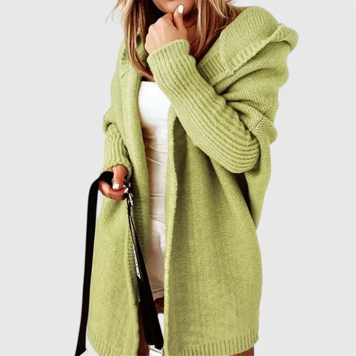 Women's Wool Cardigan – Oversized Batwing Hooded Fit