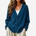 Women's Corduroy-Effect Cardigan – Relaxed Buttoned Fit