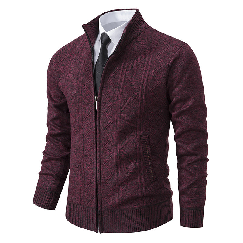 Men's Cardigan – Structured Thick Knit, Relaxed Fit