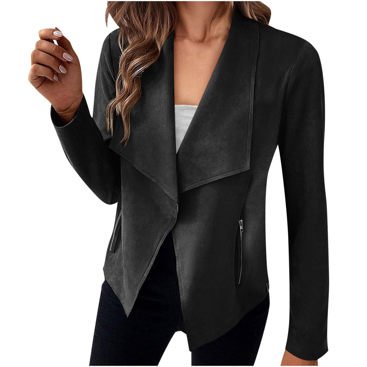 Women's Suede-Look Coat – Classic Long Silhouette