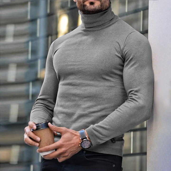 Men's Fine-Knit Turtleneck Sweater - Minimalist Straight Fit