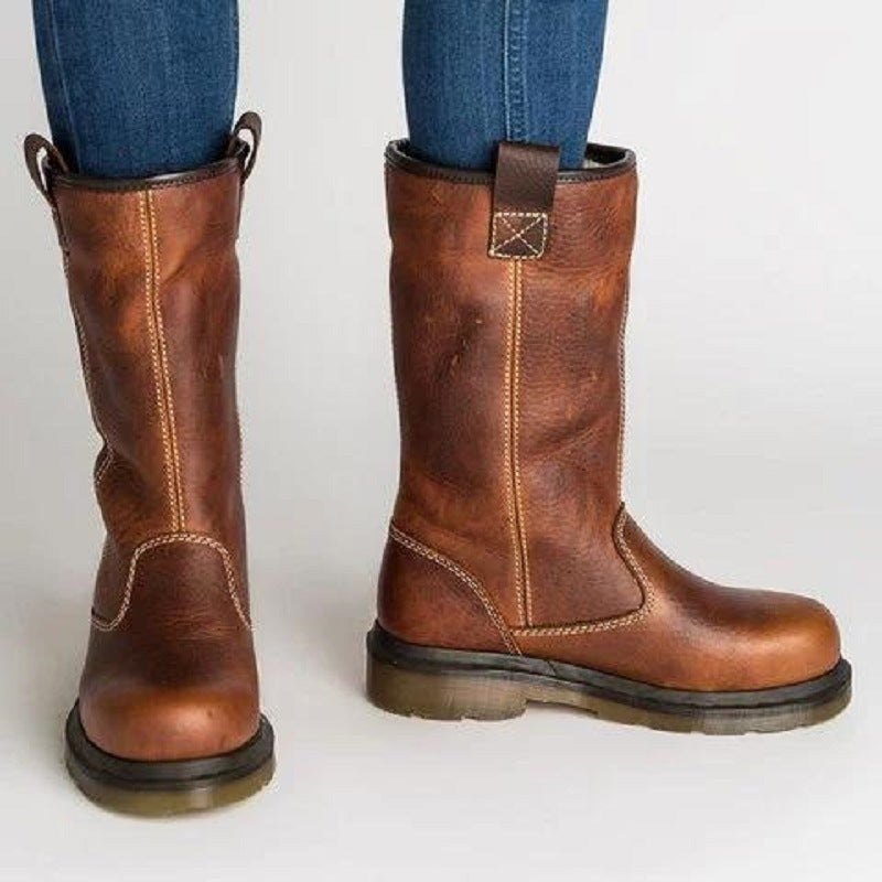 Women's Mid-Calf Boot – Pull-On Shaft, Round Toe, Lightweight Sole