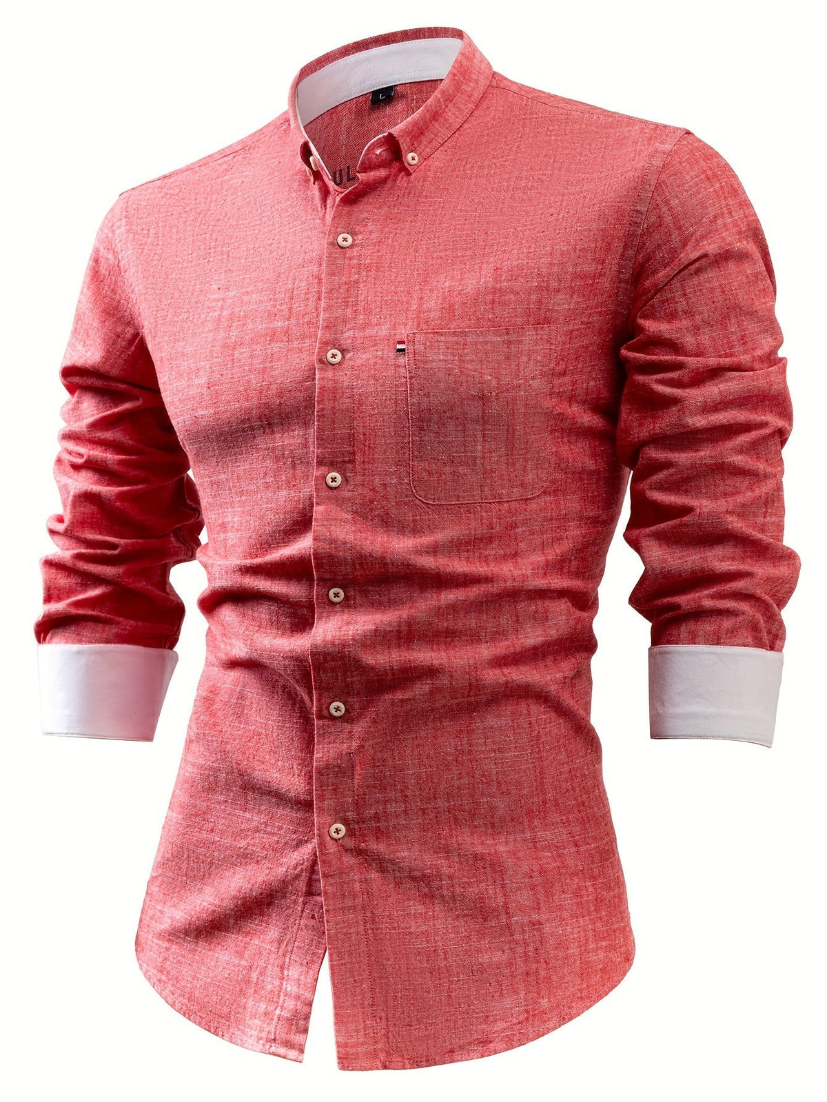 Men's Cotton and Linen Shirt – Straight Fit Long Sleeve