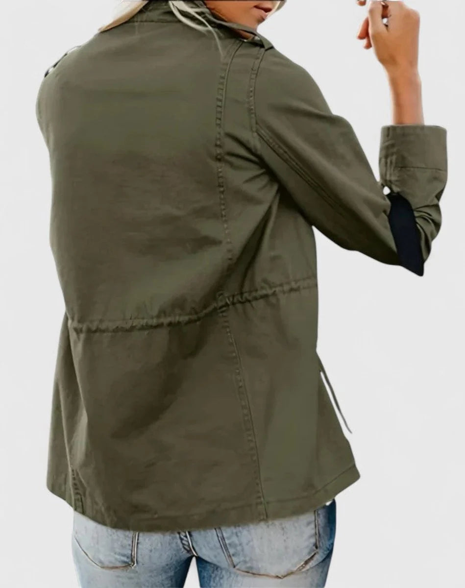 Women's Cropped Cotton Jacket - Fitted design with notched lapel