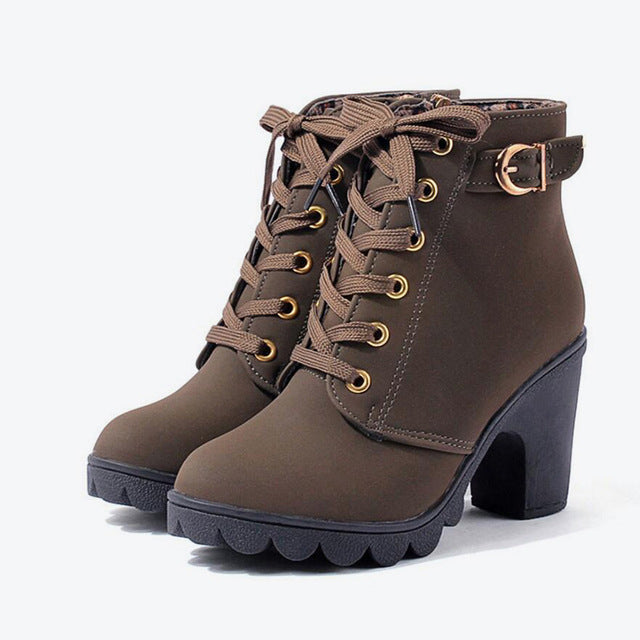 Women's Vegan Lace-Up Ankle Boots – Cross-Strap Design