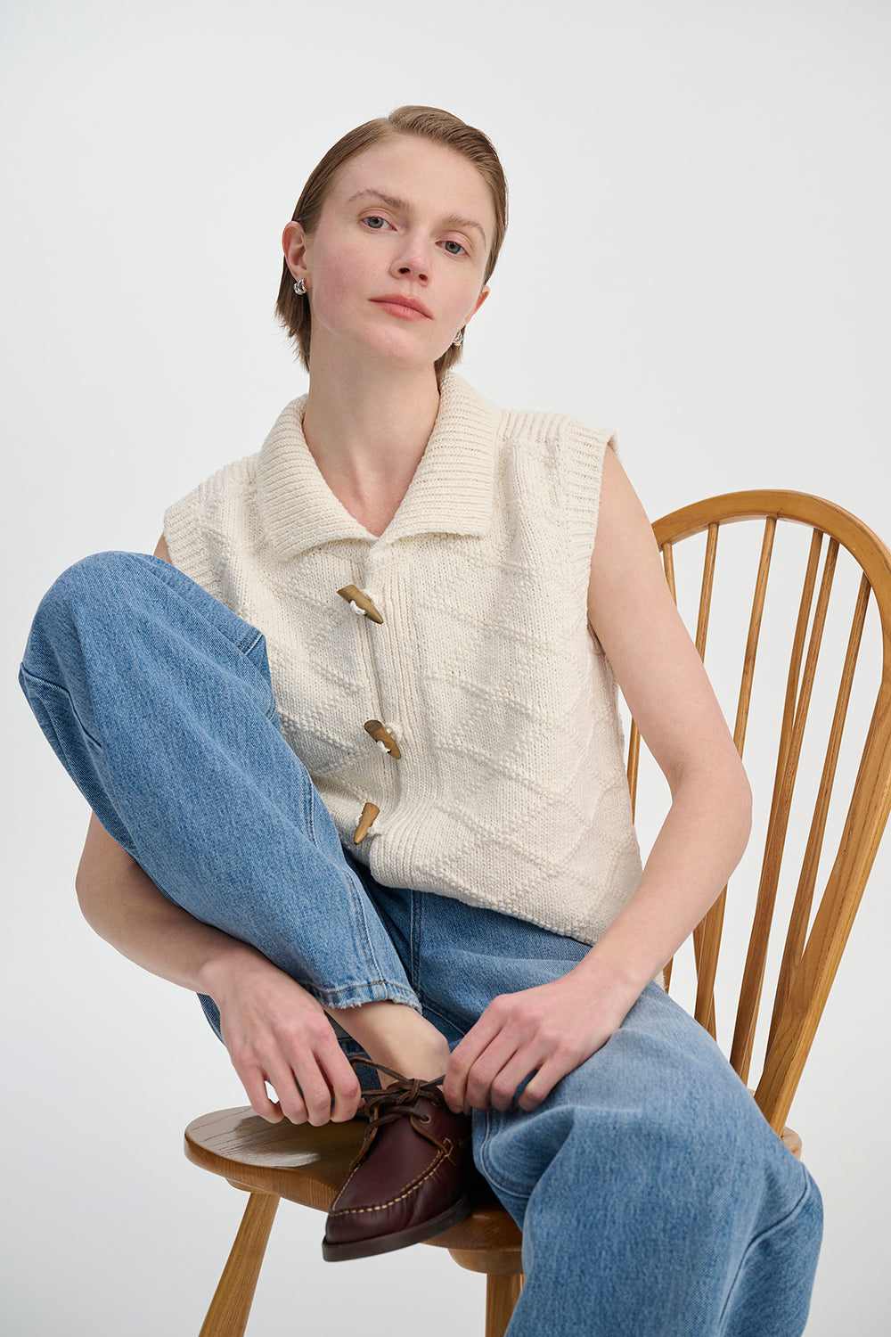 Women's Woven Cotton Vest – Vintage Diamond Pattern
