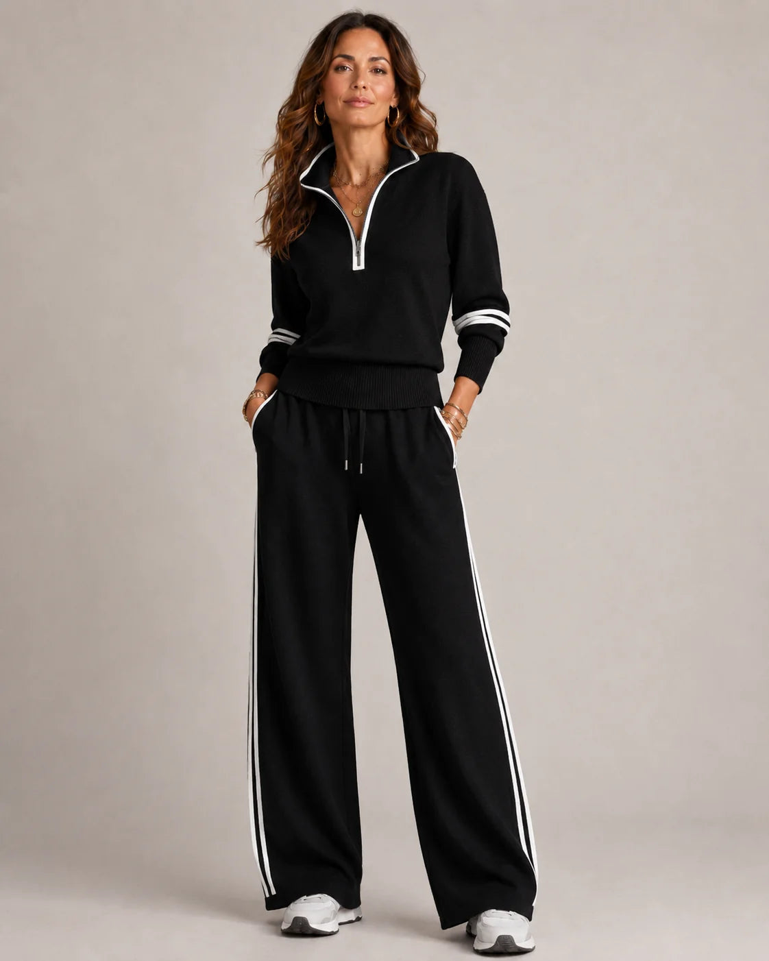 Women's Two-Piece Cotton Set – Relaxed Fit, Long Sleeves
