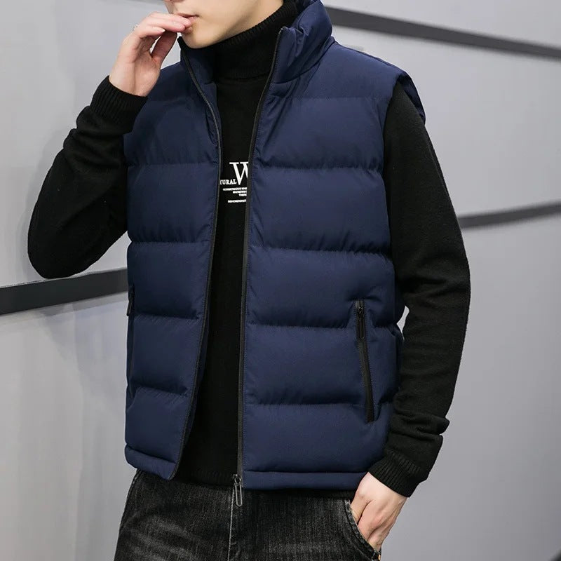 Men's Quilted Sleeveless Jacket – Warm Mock Neck