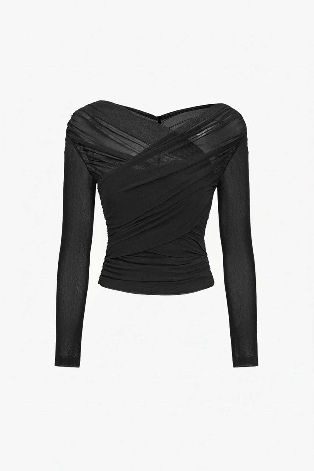 Women's Pleated Long-Sleeve Top – Elegant Fitted Cut
