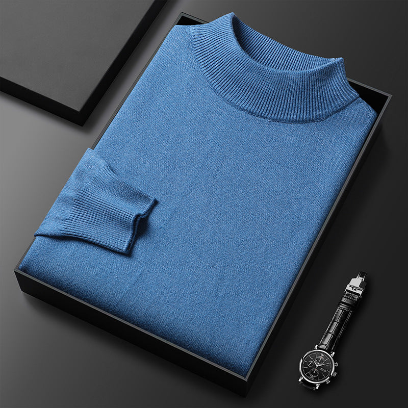 Men's Slim-Fit Knit Sweater – Thick Stand-Up Collar