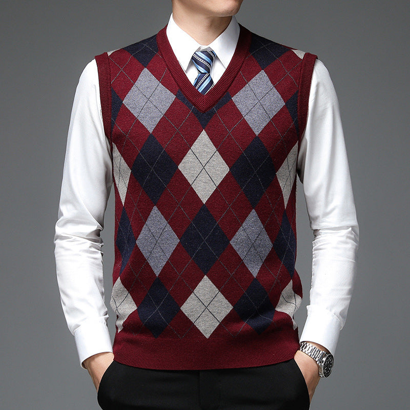 Men's Wool Sweater Vest – Classic Soft Sleeveless V-Neck