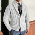 Men's Knit Cardigan - Buttoned Twisted Shawl Collar