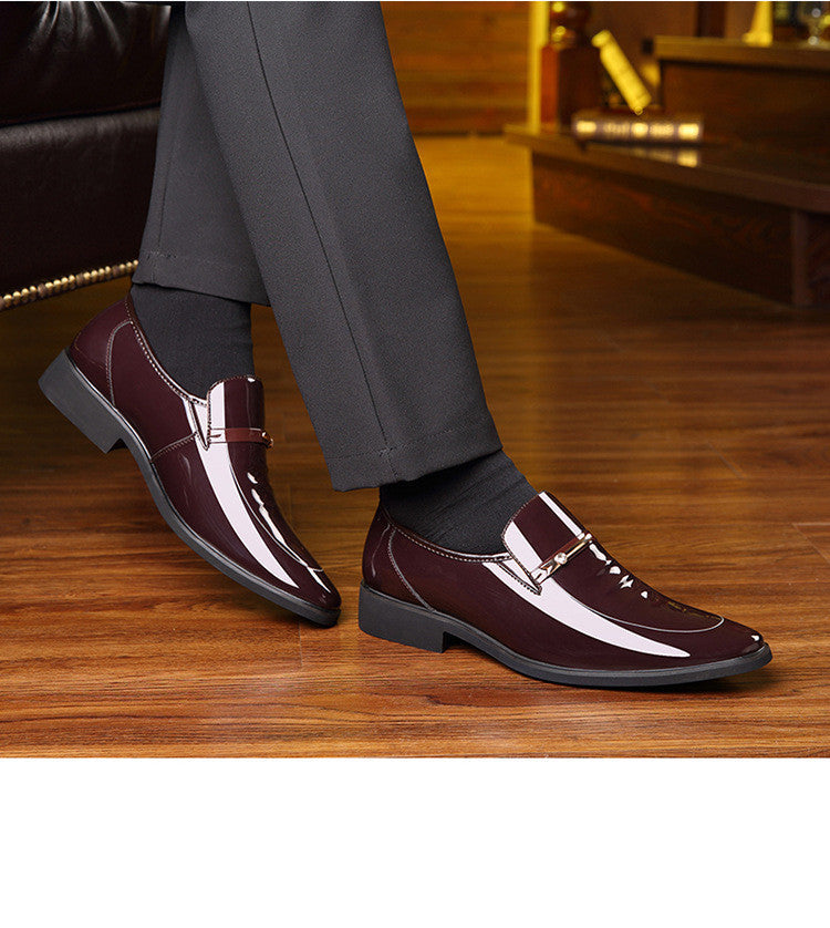 Men's Pointed Toe Loafers – Metal Buckle, Shiny Finish