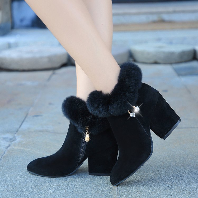 Women's Suede Boots – Pointed Toe, High Heel, Zip Closure