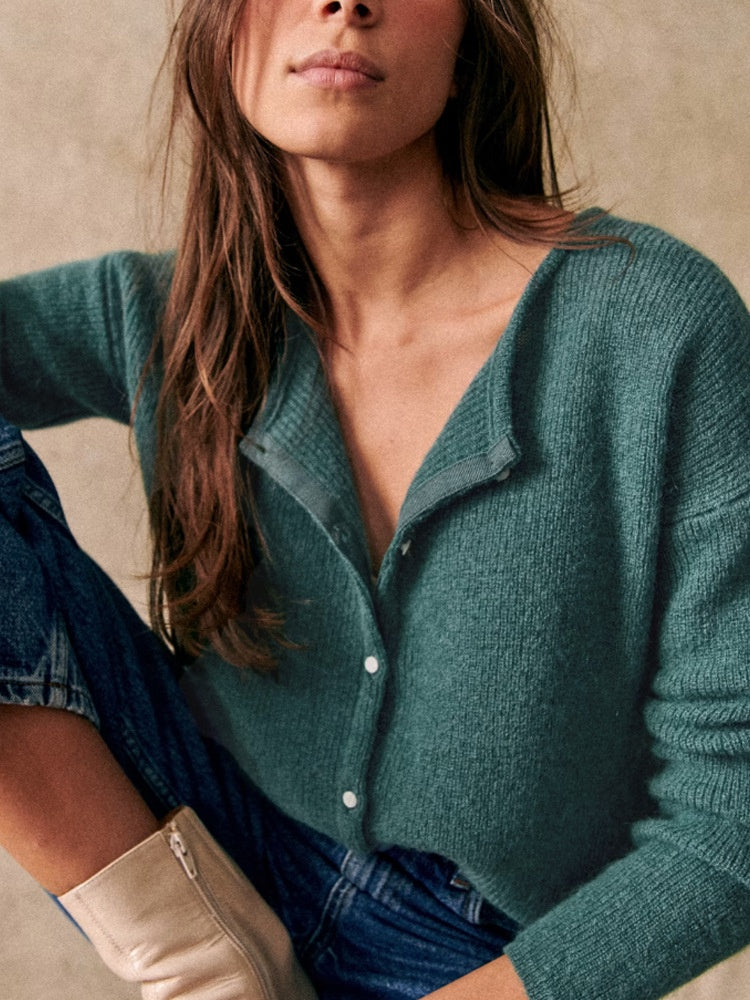 Women's Soft Knit Vest – Fuzzy Texture, Button Placket