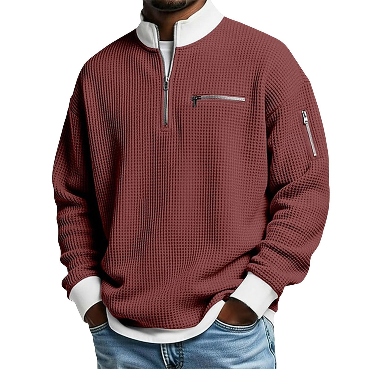 Men's Zip-Up Collar Sweater – Classic and Versatile Knitwear