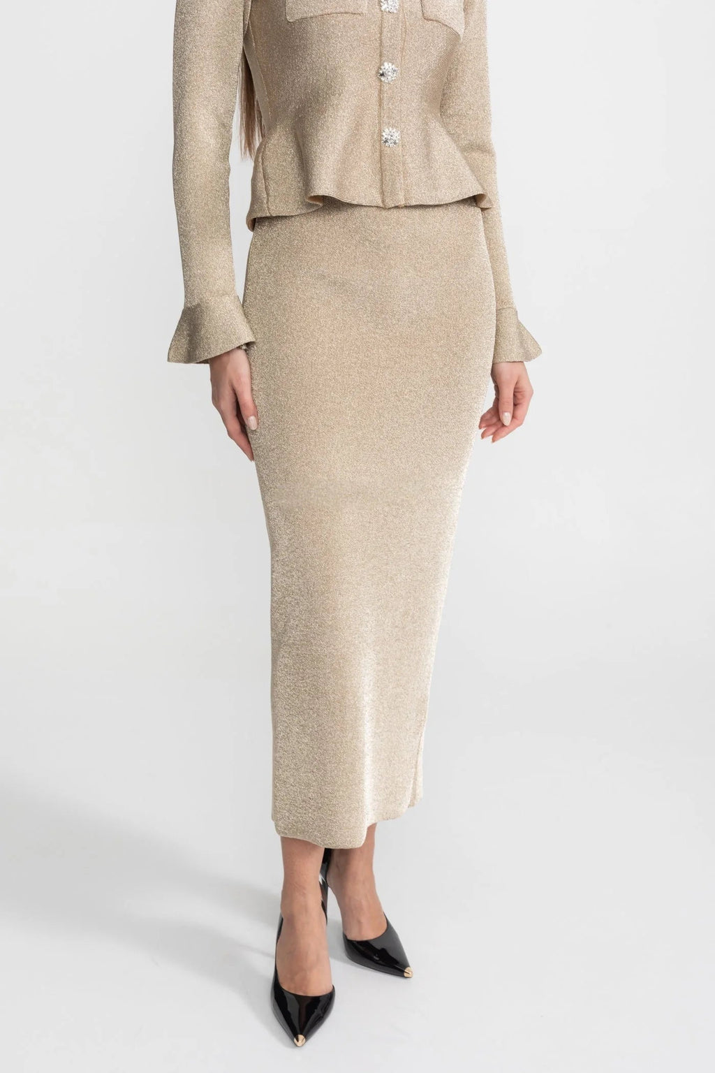 Women's Fitted Dress – Long Sleeves, High Waist