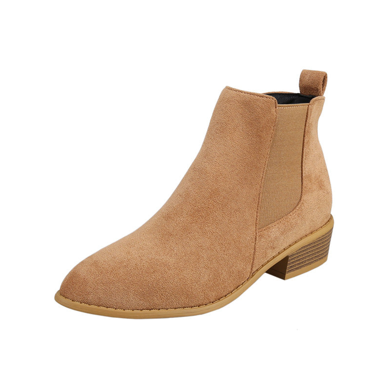 Women's Suede Ankle Boots – Pointed Toe & Block Heel