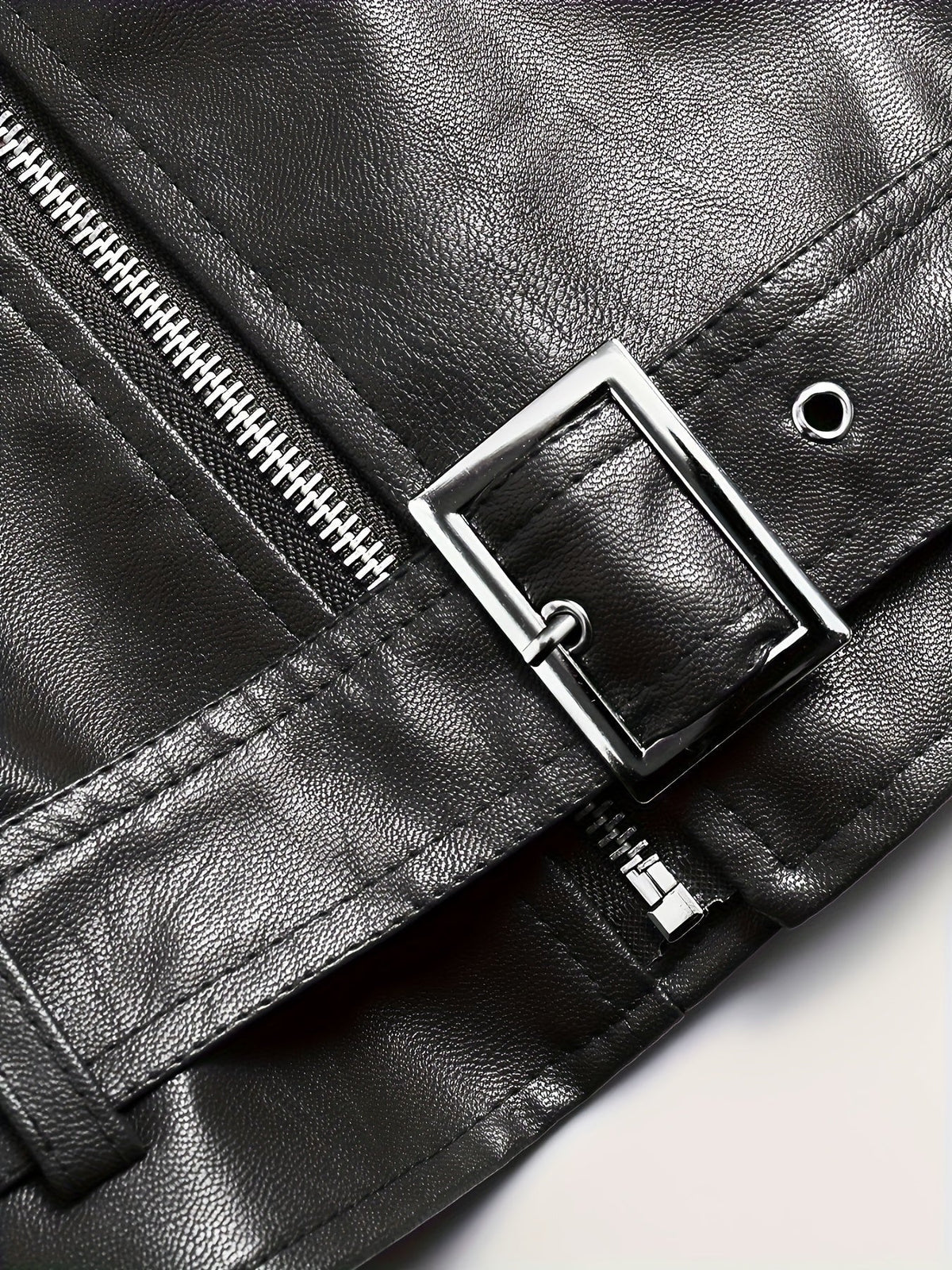 Men's Faux Leather Biker Jacket – Relaxed Fit with 3D Pockets