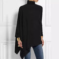 Women's Draped Long-Sleeve Top – Elegant Asymmetrical Hem