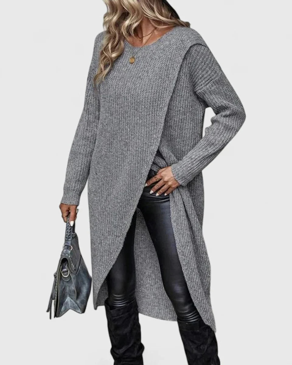 Women's Midi Knit Dress – Fitted Wrap Silhouette