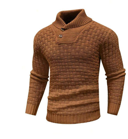 Men's Slim Fit Sweater - Buttoned Neckline Contemporary Finish