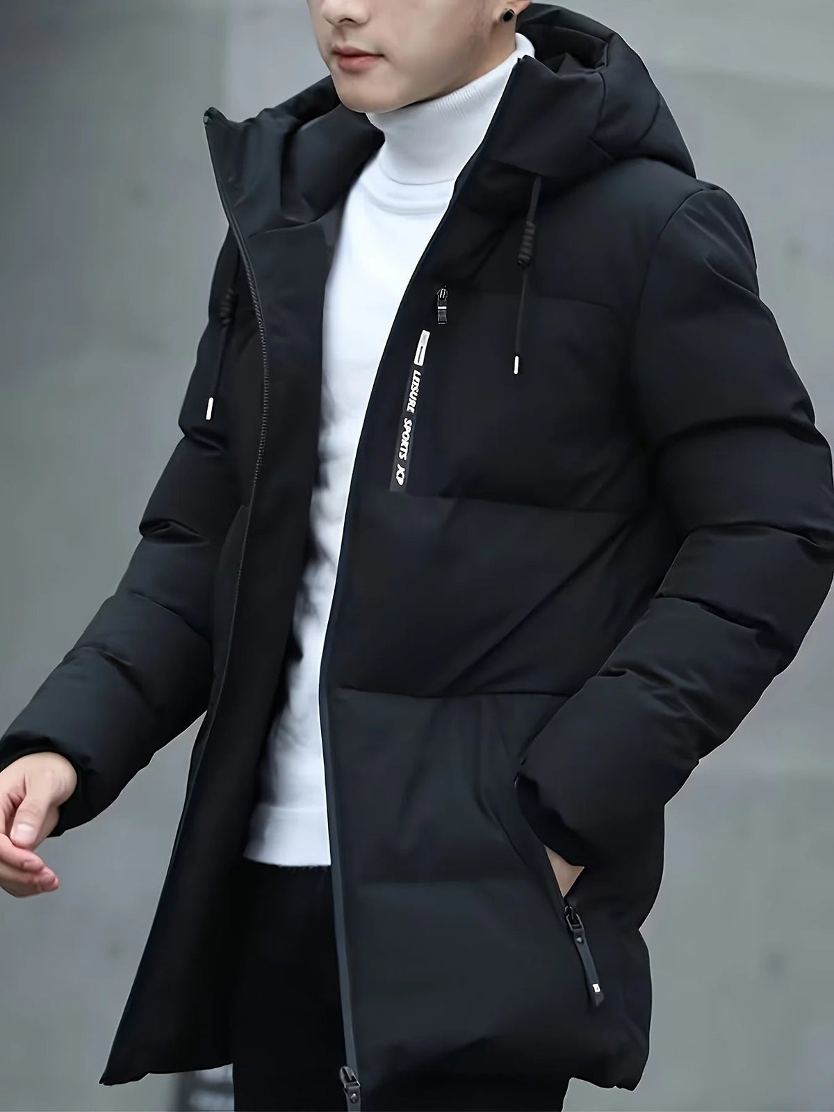 Men's Hooded Down Jacket – Mid-Length Winter Quilted Jacket