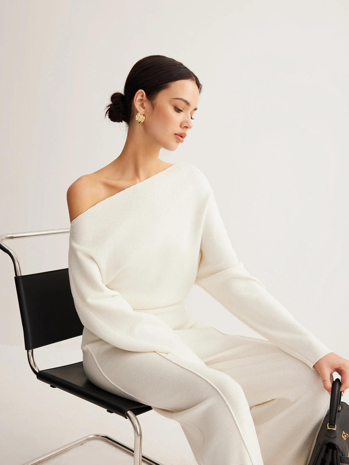 Women's Off-Shoulder Sweater – Relaxed Slim Fit