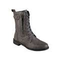 Women's Vegan Leather Lace-Up Boots - Side Zip & Buckle