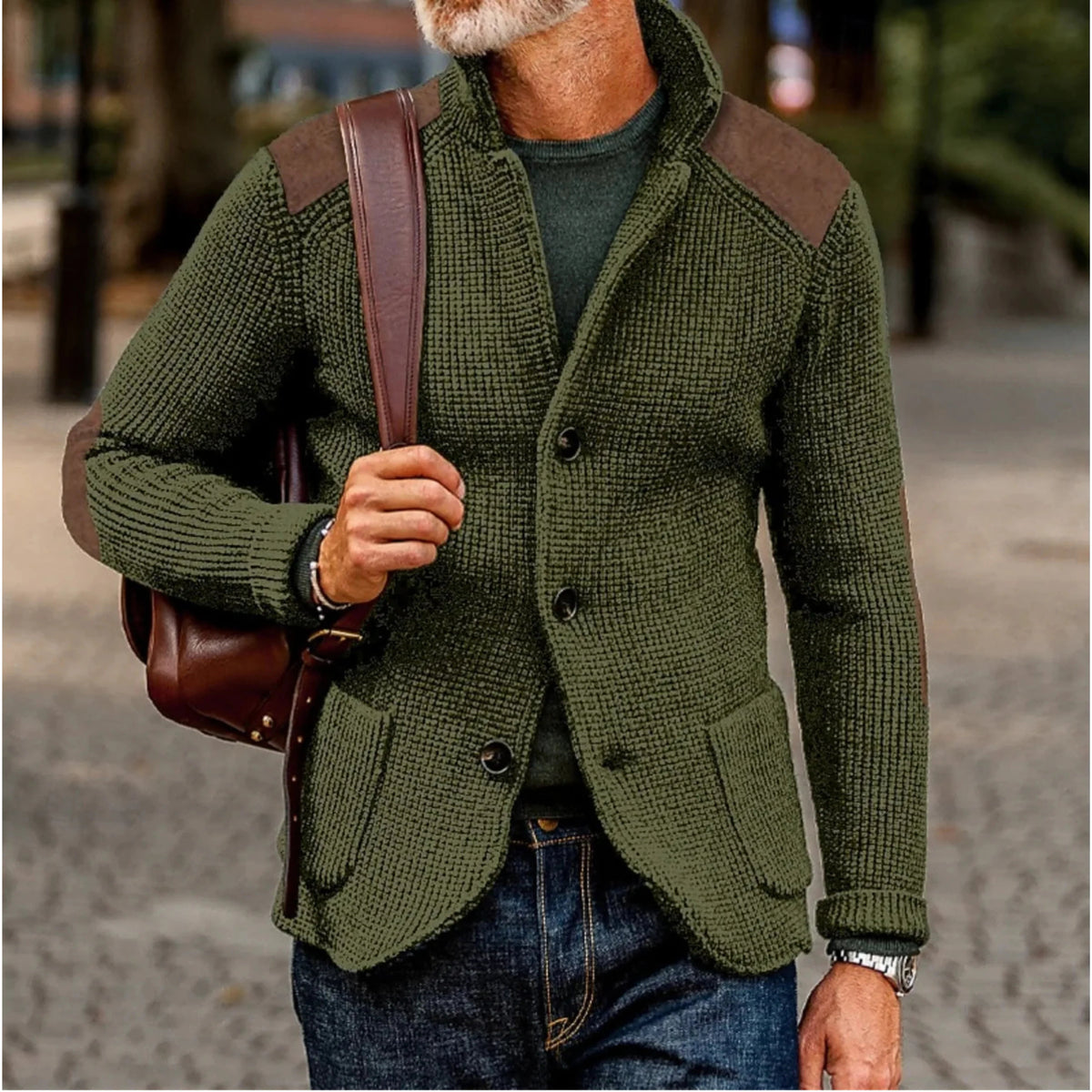 Men's Cardigan - Retro-Style Jacket with Relaxed Fit