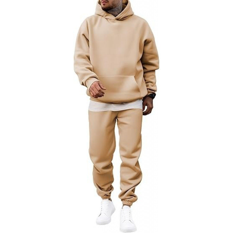 Men's Two-Piece Set with Oversized Hoodie and Joggers – Fleece-Lined
