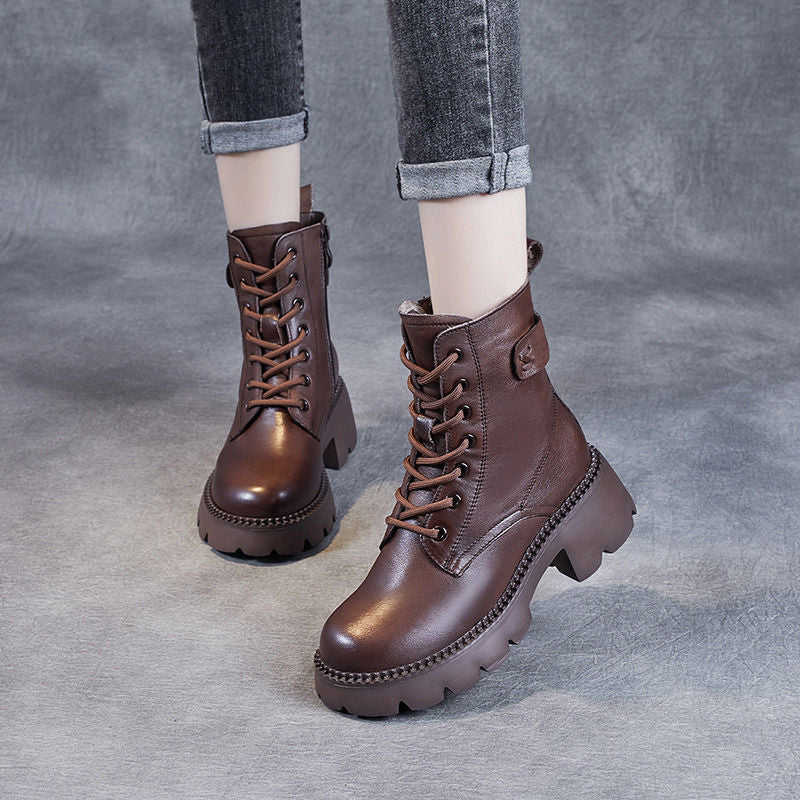 Women's High-Heel Ankle Boots – Platform, Fleece Lining