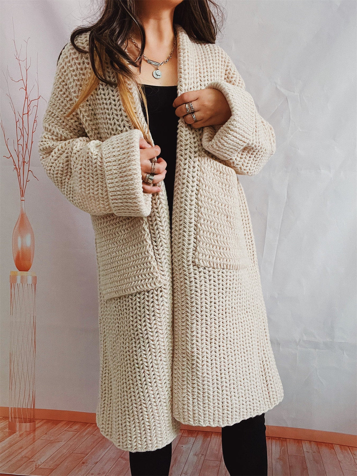 Women's Thick-Knit Vest – Oversized Fit with Large Pockets