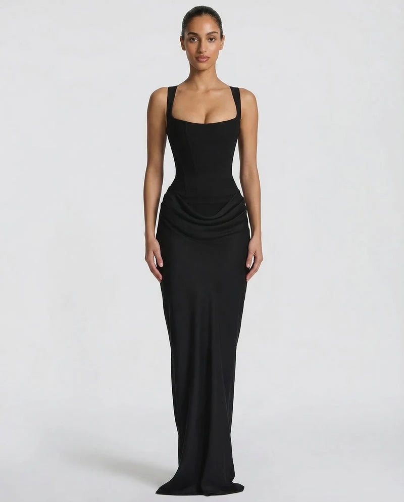 Women's Strapless Maxi Dress – Elegant Sheath Fit