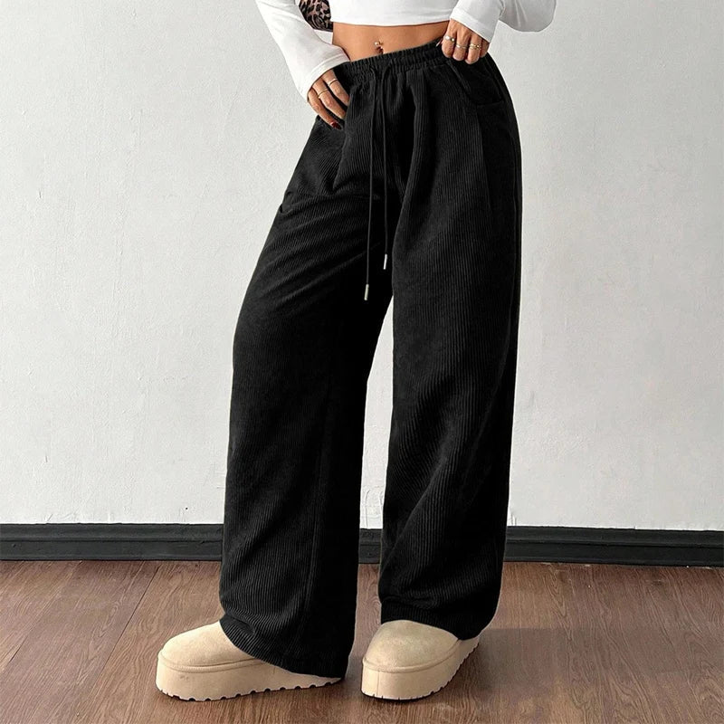Women's Wide Corduroy Trousers – Loose and Casual Cut