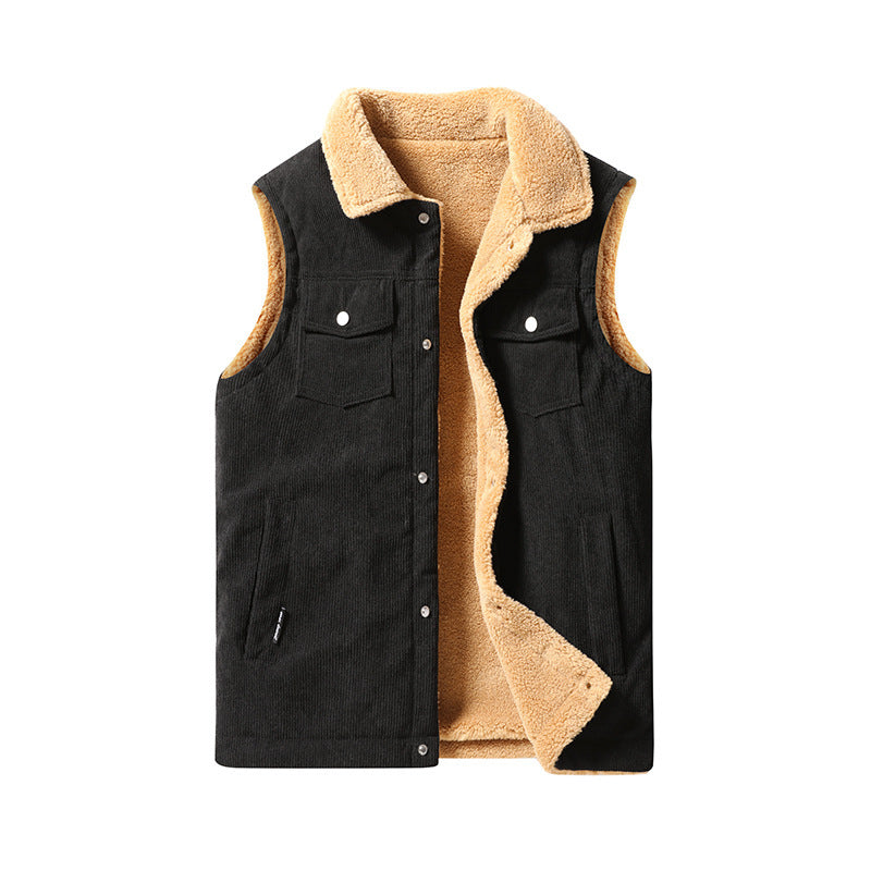Men's Ribbed Corduroy Vest - Thick Lining and Workwear Fit