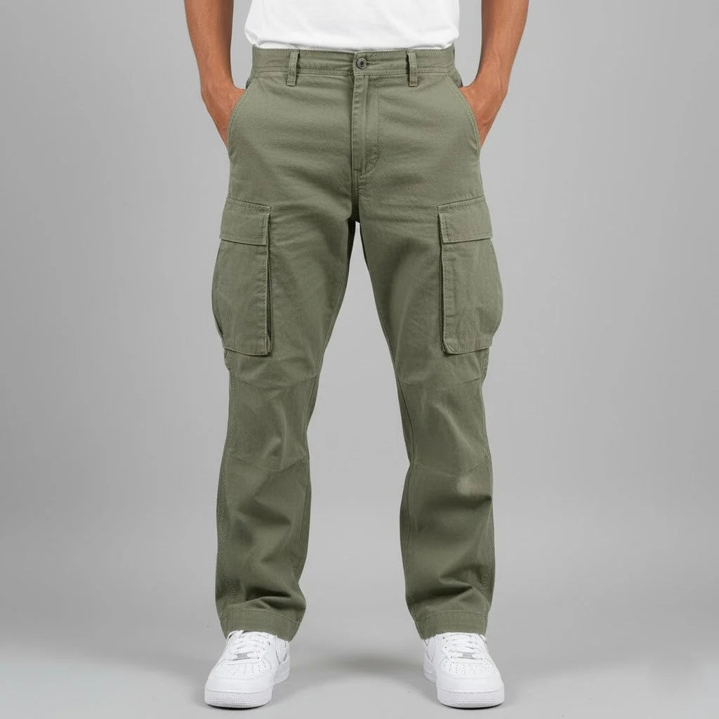 Men’s Cargo Trousers – Relaxed Fit, Drawstring Size, Multiple Pockets