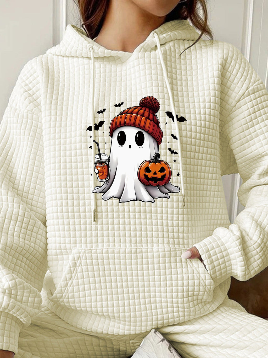 Women's Halloween Printed Hoodie – Oversized Fit Long Sleeves