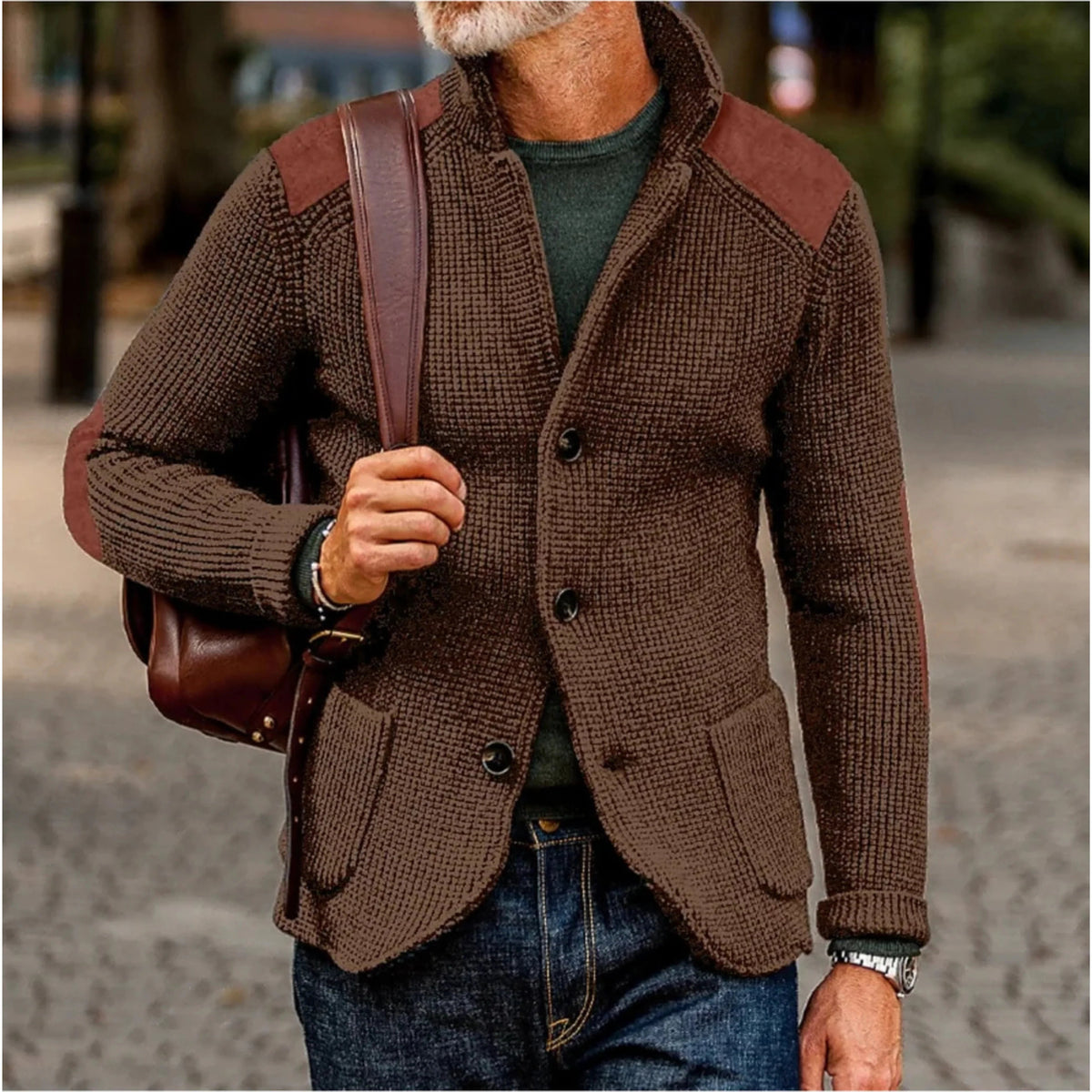 Men's Cardigan - Retro-Style Jacket with Relaxed Fit