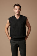 Men's Knitwear Vest – V-Neck Sleeveless Plaid Pattern