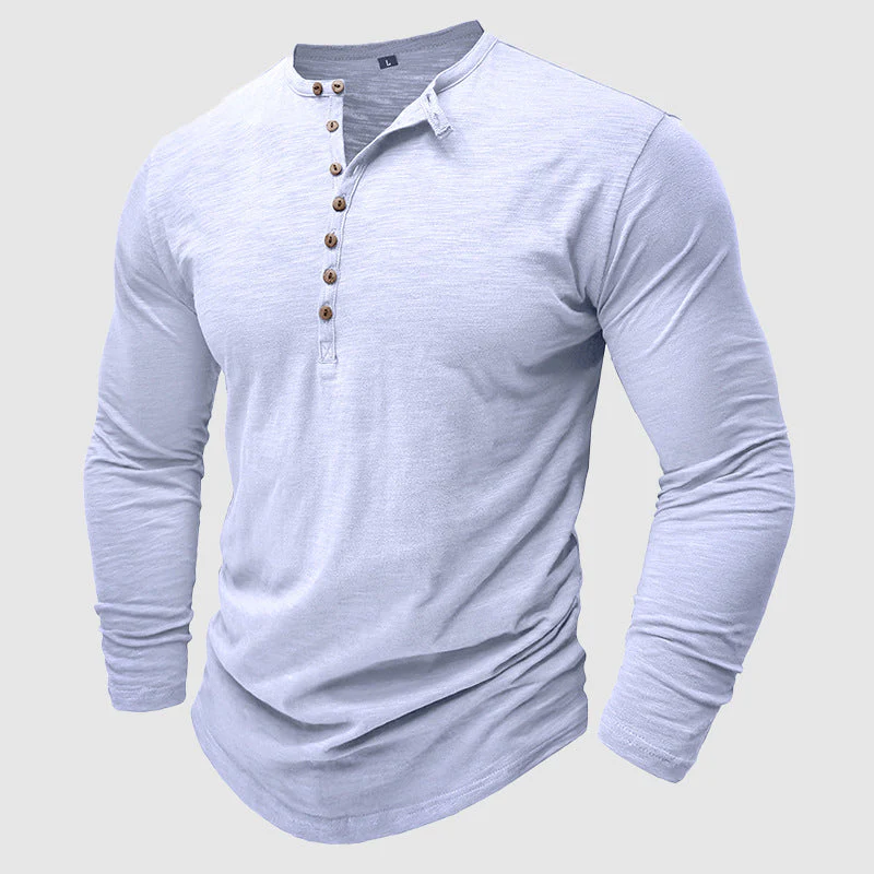 Long-Sleeve Cotton Men's Henley – Modern Relaxed Fit