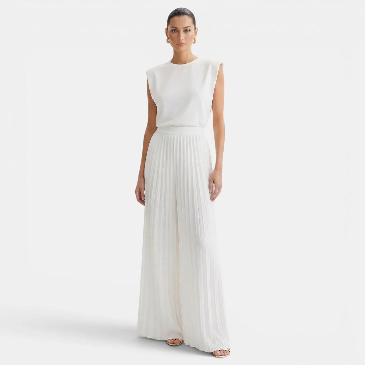 Women's Two-Piece Set – Sleeveless Top and Wide-Leg Trousers