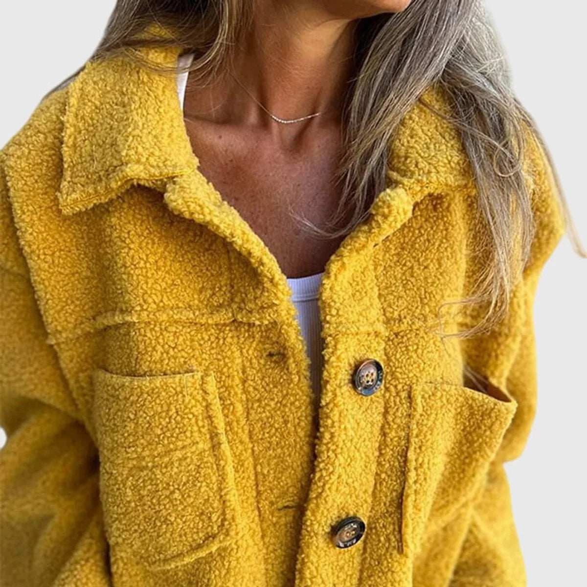 Women's Lambswool-Look Coat – Elegant One-Button Fit