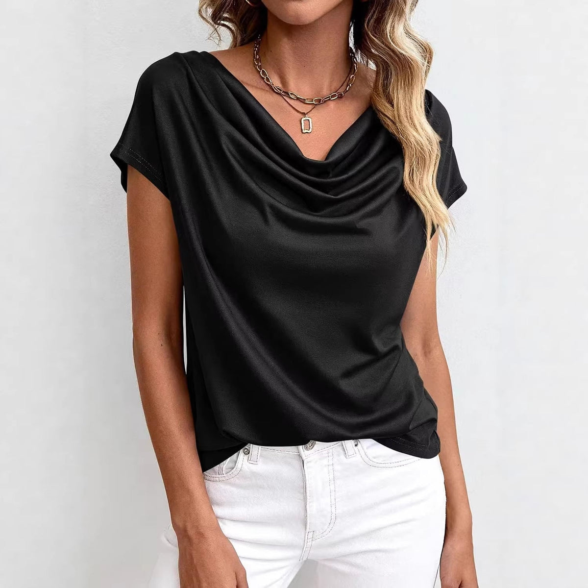 Women's Plain Short-Sleeve Top – Casual Cut