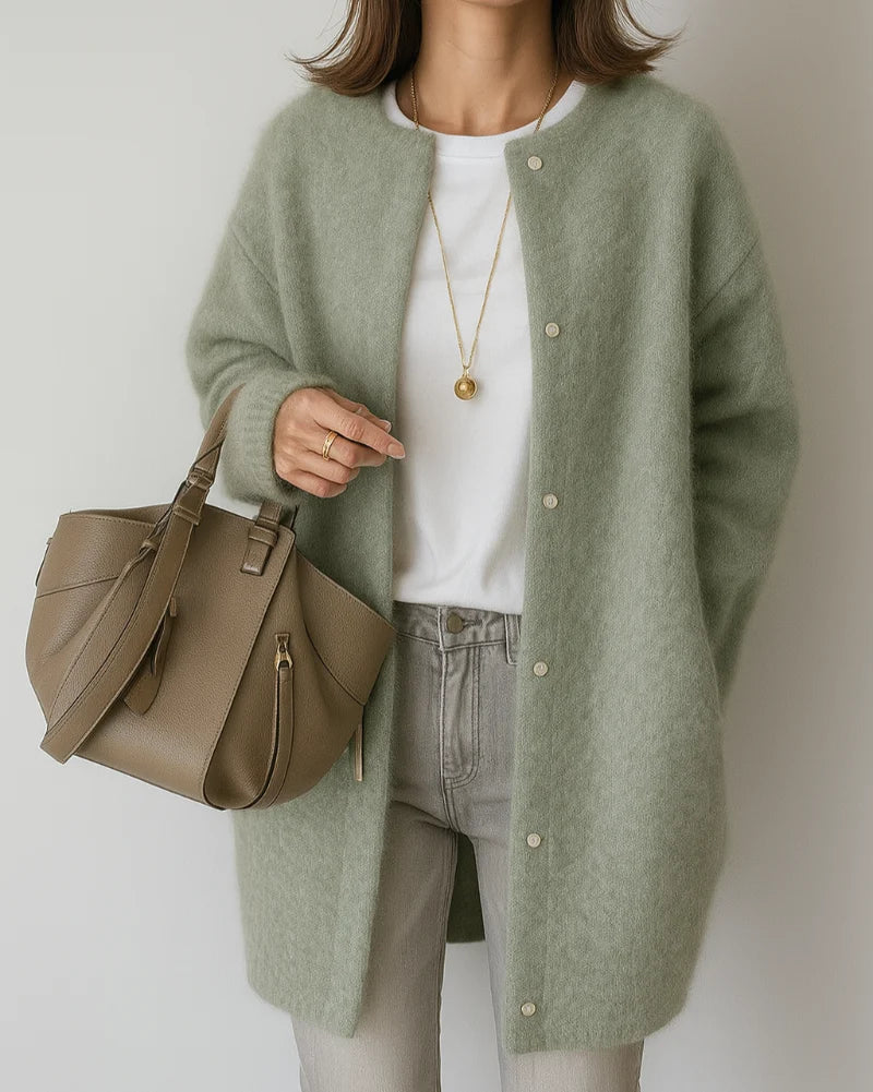 Women's Long Vest with a Relaxed Fit – Fine Knit and Patch Pockets